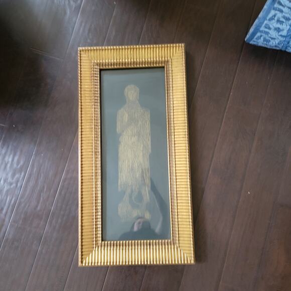 Vintage Sir Roger de Trumpington Brass Rubbing Art in Ornate Gold Frame 31x19 - Picture 5 of 16